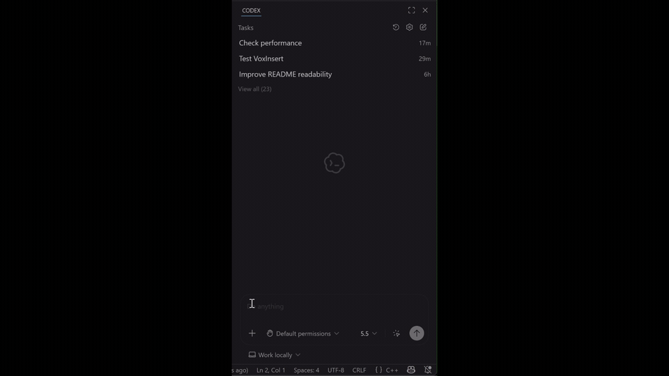VoxInsert transcribing speech and inserting the text into a Windows application